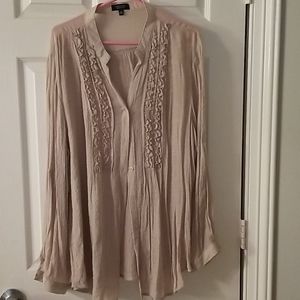 Shear Button Blouse with Long Sleeves